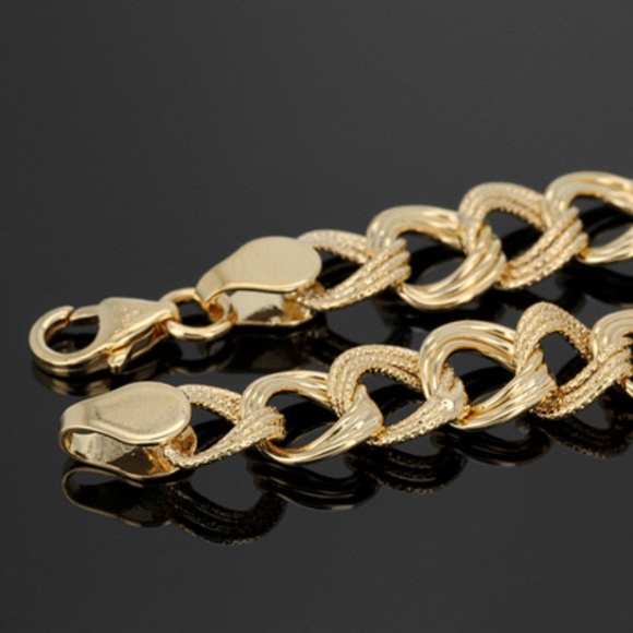 Unique Graduated Garibaldi stamped clasp Italian Link Necklace - Picture 4 of 8